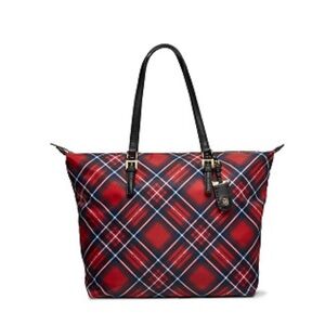 Tommy Hilfiger vintage Red and Black Plaid nylon Tote